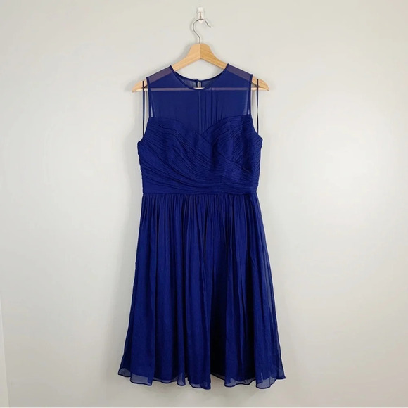 J. Crew Womens Clara Mini Dress Silk Chiffon Cocktail A  Line Blue Bridesmaid 10 - Picture 1 of 12
